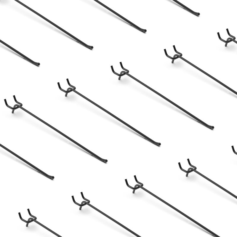 HUHOLE Black Pegboard Hooks 10 Inch  25PC  Heavy Duty Pegboard Hooks  Fit 1/4"" Peg Board - Image 1